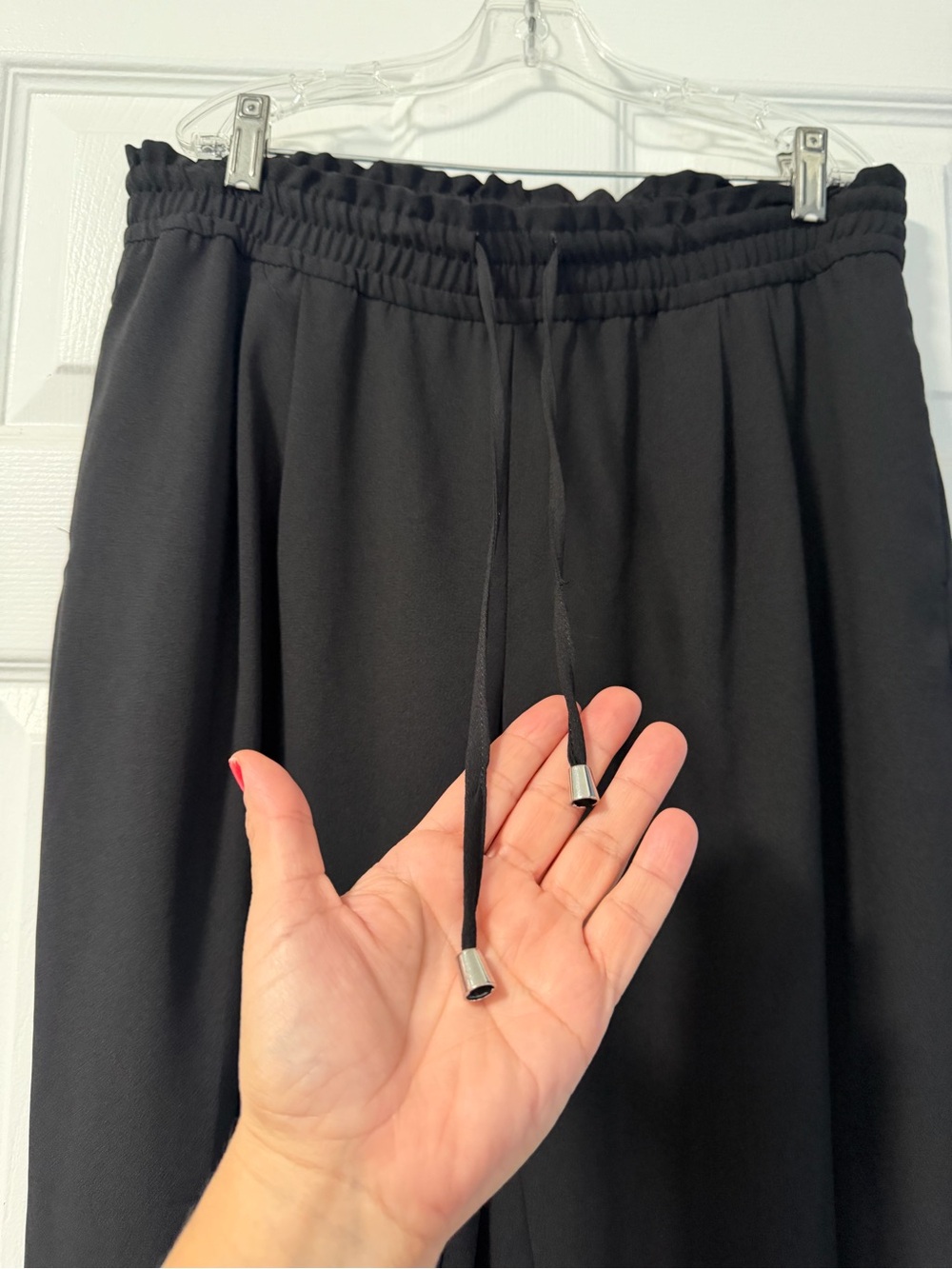 Zara Basic Black Jogger Pants Women’s Large Drawstring Elastic Waist, pockets - Picture 2 of 9